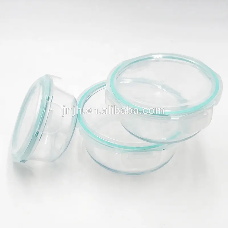 Lò Vi Sóng An Toàn Kín Thủy Tinh Thực Phẩm Container Với Silicone Nắp Đậy