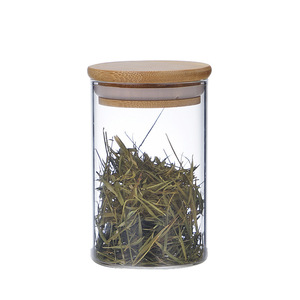 高品质Borosil玻璃食品储物罐，带竹盖批发厨房意大利面罐，用于香料可定制标志