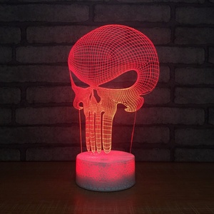 Cool <strong>Skull</strong> 3d Night Light 7 Color Change Touch White Cracks Base Creative USB 3D Table <strong>Lamp</strong> for Baby Sleeping Lighting - Product Image 3
