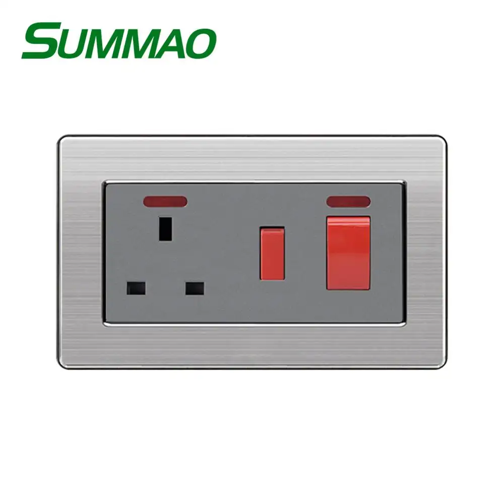 China Fitting 220V Sockets With Switches, British Standard 15 Amp Electrical Wall Switch Socket/