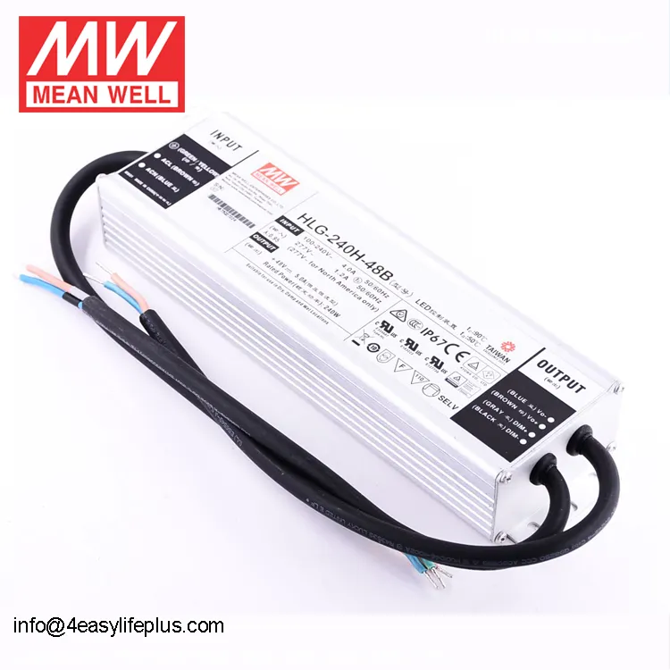 Meanwell-controlador LED regulable de corriente constante, HLG-240H-48B, 240w, 48v, diseño IP67