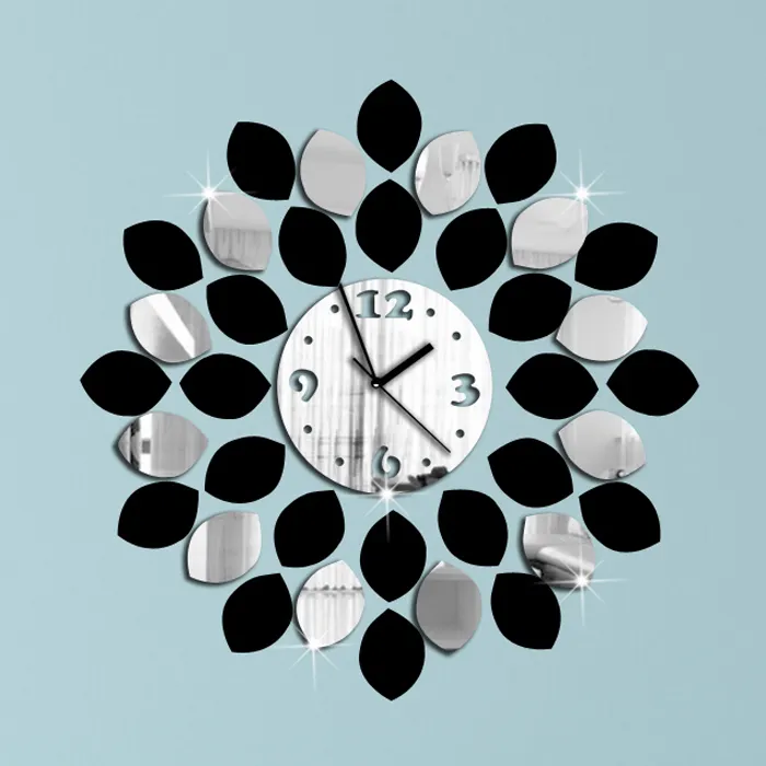 2019 nuevo estilo de acrílico de gran forma de flor espejo Reloj de pared