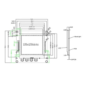 Módulo cuadrado exterior 128x128 matriz de puntos 8 bits paralelo UC1617 drivercog pantalla LCD
