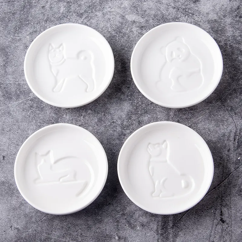 Glazed high quality ceramic dinnerware home/restaurant/hotel table round porcelain plates ceramic craving animals dishes