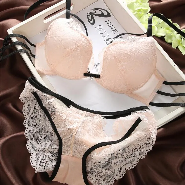 Großhandel Japanischen bh set sexy dünne tasse bh transparente spitze höschen verstellbaren bh