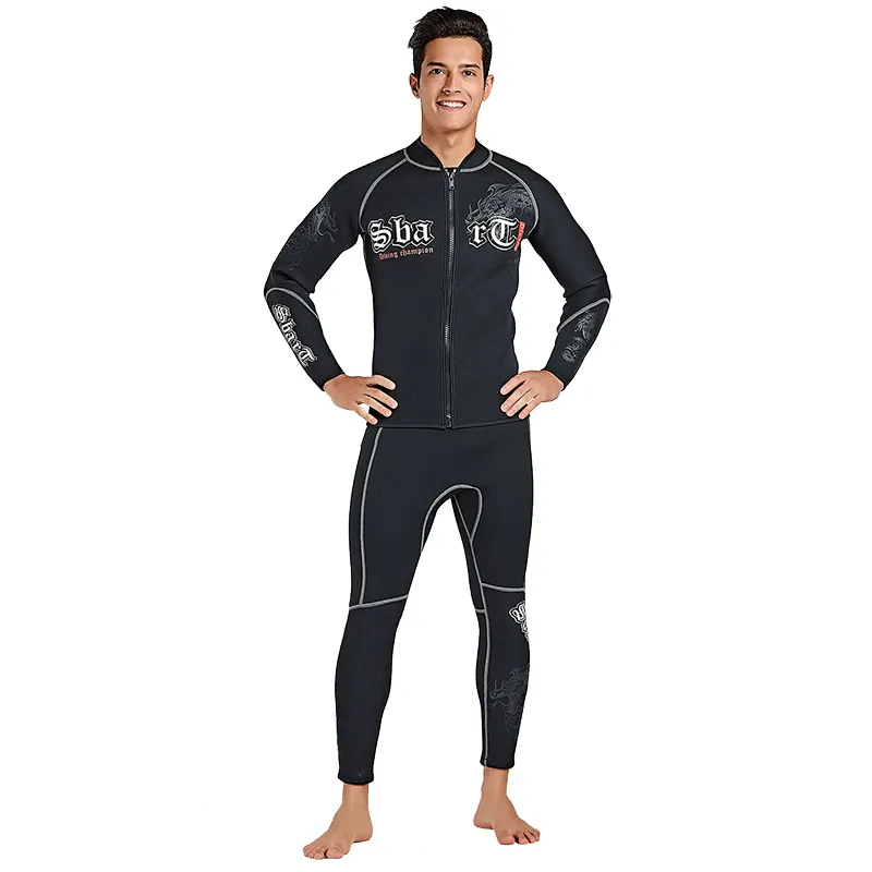 2019 SBART Muta Manica Lunga da Uomo Top e Pantaloni Per Le Immersioni 3 millimetri Tenere In Caldo Vestito Lo Snorkeling con Spugna fodera