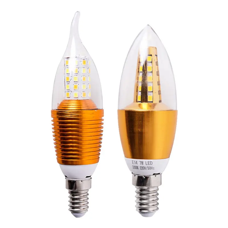 Cangkang Aluminium 220V 9W E27 E14 Bohlam Led E12 B22 Lampu Lilin Led