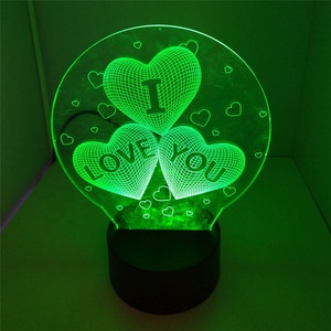 3d illusion led ışık adı seni seviyorum şekli ışık dokunmatik sensör lambası - Product Image 1