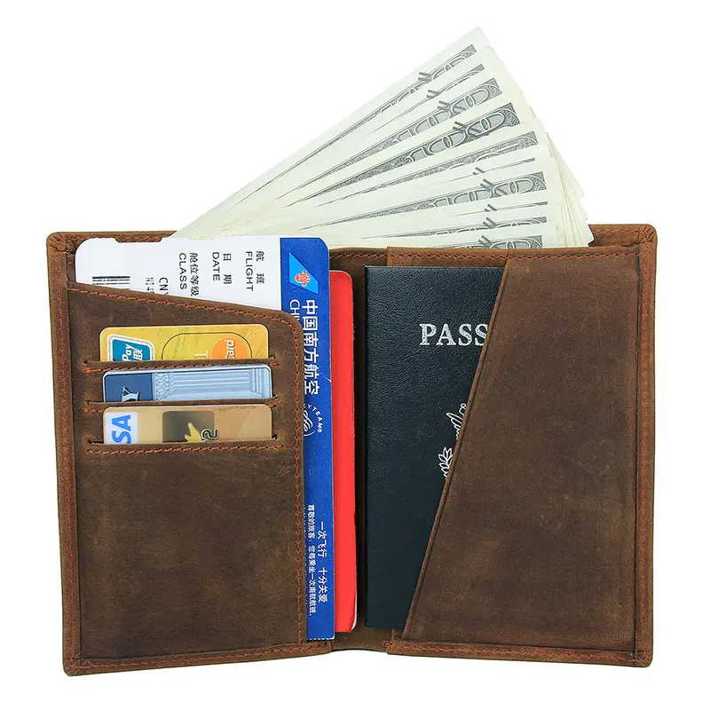 Custom Classic Genuine Leather Travel Credit Business Card Holder Document visa Passport wallet Cover Passport Holders