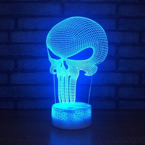 Cool <strong>Skull</strong> 3d Night Light 7 Color Change Touch White Cracks Base Creative USB 3D Table <strong>Lamp</strong> for Baby Sleeping Lighting - Product Image 4