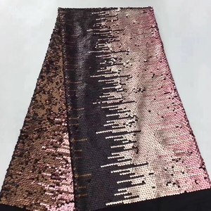 Dradual Change双色亮片面料彩虹序列面料薄纱刺绣