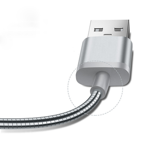 新デザインフラット春ケーブル 1 m 3D 合金金属カバー抗亀裂マイクロ usb データケーブル