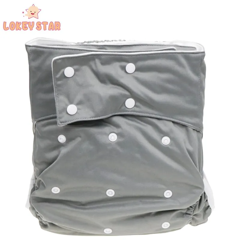 Lokeystar Grey الكبار حفاضات القماش للإنسان المعاق قابل للغسل قابلة لإعادة الاستخدام فوط صحية للكبار Leakfree للماء القماش حفاضات