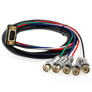 6 英尺 VGA HD15 至 5 BNC RGB <span class=keywords><strong>R</strong></span> G <span class=keywords><strong>B</strong></span> H V 视频电缆，用于 HDTV 显示器适配器电缆