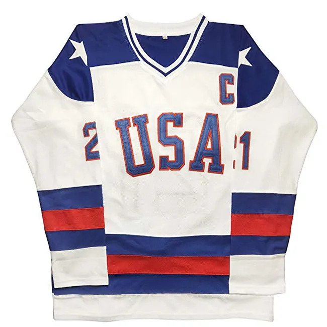Vente en gros personnalisé broderie applique maillot de hockey sur glace 100% polyester maillot de hockey