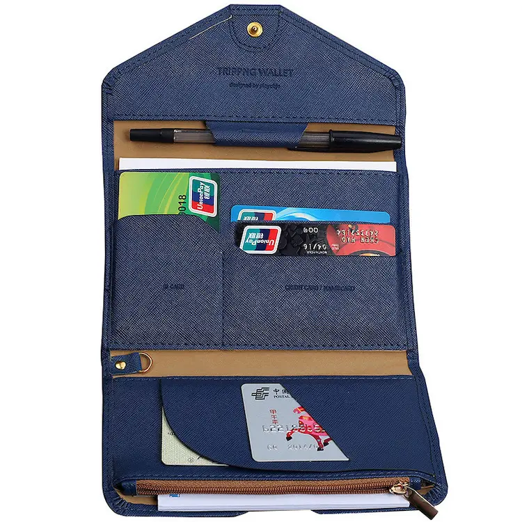 Document Organizer Holder Umschlag Rfid Blocking Travel Passport Wallet Dreifach gefaltete Brieftasche