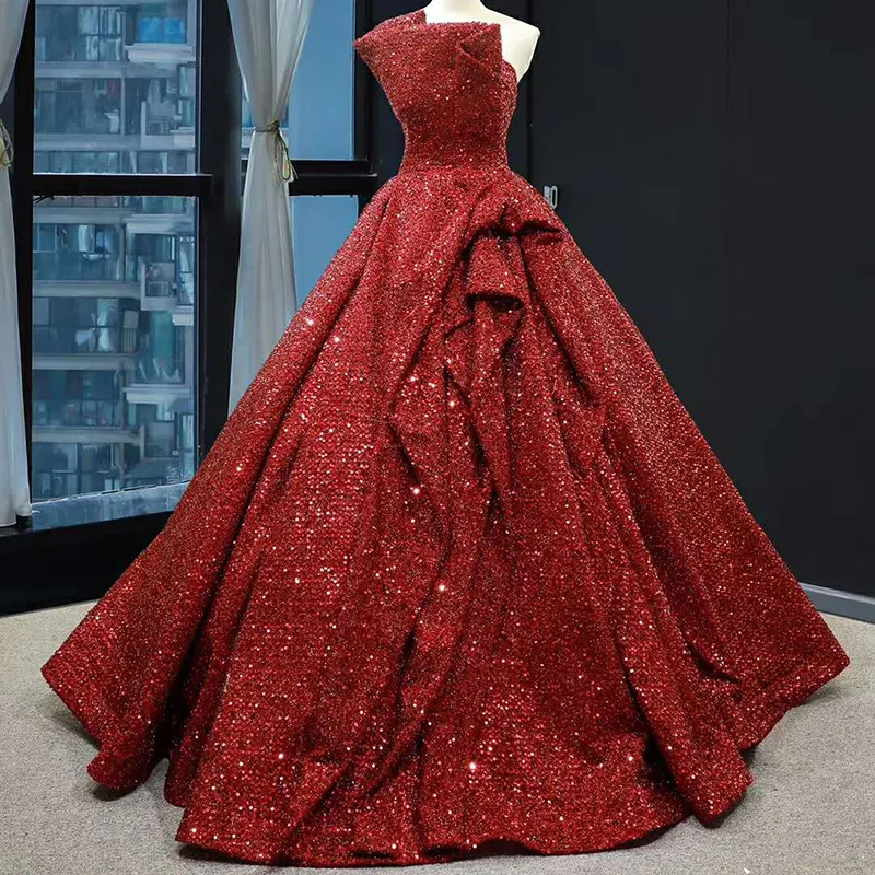 RSM66838 sequins gece elbisesi tasarımları şişman kız balo kırmızı elbise kadınlar için
