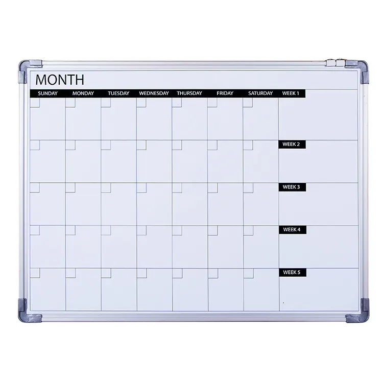 Vendita calda magnetica mensile calendario lavagna dry erase lavagna in telaio in alluminio