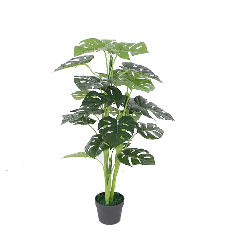 Monstera-plantas artificiales, bonsái pequeño en maceta, decoración de puerta