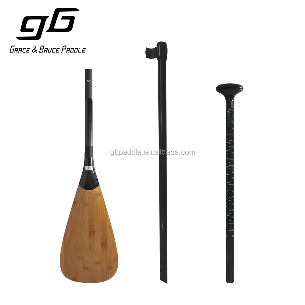 Pagaia SUP per sport acquatici lama per impiallacciatura di bambù pagaia regolabile in 3 pezzi per il surf