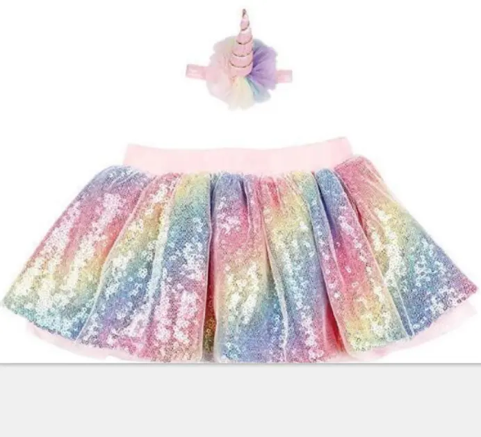 2019 popolare arcobaleno unicorn pannello esterno del tutu pesttiskirt arcobaleno paillettes pannello esterno del tutu delle ragazze di balletto tutu
