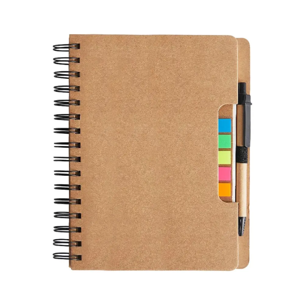 Cuaderno en espiral con bolígrafo, notas adhesivas, marcador de pestañas de colores, papelería de tapa dura, personalizado, A5
