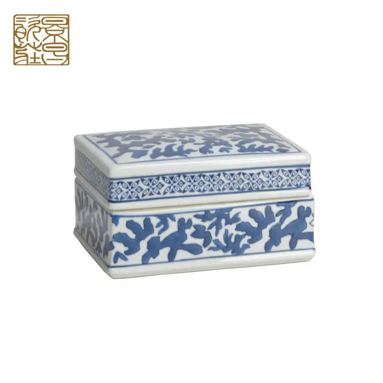 Melhor preço caixa de porcelana chinesa antiga praça de cerâmica decorativa