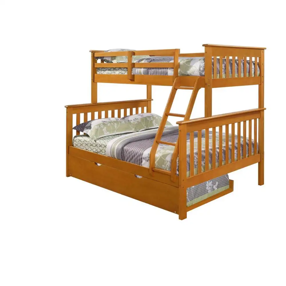 Тройная двухъярусная кровать из массива дерева 3 спальная кровать каркас двойной и один размер