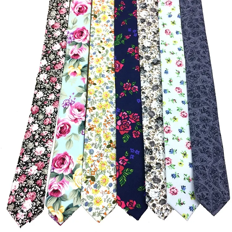 Organic Cotton Print Wholesale Skinny Floral Tie