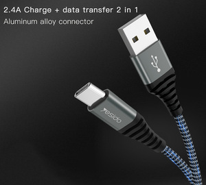 Aktarımı Şarj 2 In 1 Tip C Usb Veri Kablosu Hattı Naylon Örgülü 2.4A Usb şarj kablosu - Product Image 2