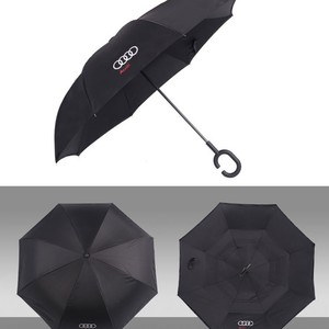 定制Logo创意双层C型免提长柄倒车伞 - Product Image 3