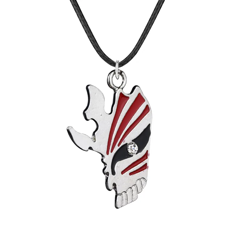 Bleach Design Necklace Ichigo's 1/2 Death Fire Skull Metal Face Pendant Anime Bleach Cosplay