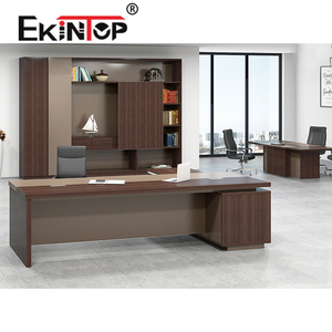 Ekintop经典花式廉价设计师木材简单l形老板CEO办公桌