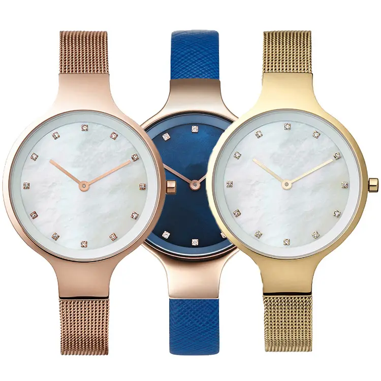 Relojes de aleación de oro rosa para mujer, de lujo, de cuero