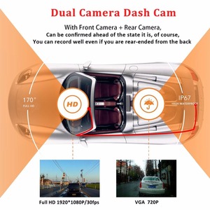 דאש מצלמת כפולה עדשת רכב DVR רכב המצלמה Full HD 1080P 4 "IPS קדמי + אחורי ראיית לילה וידאו מקליט G-חיישן חניה צג