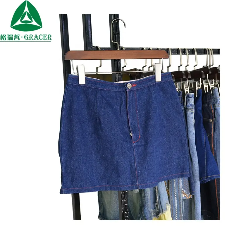 קוריאה סגנון בגדים משומשים סוחר בייל שני יד גבירותיי ג 'ינס חצאית