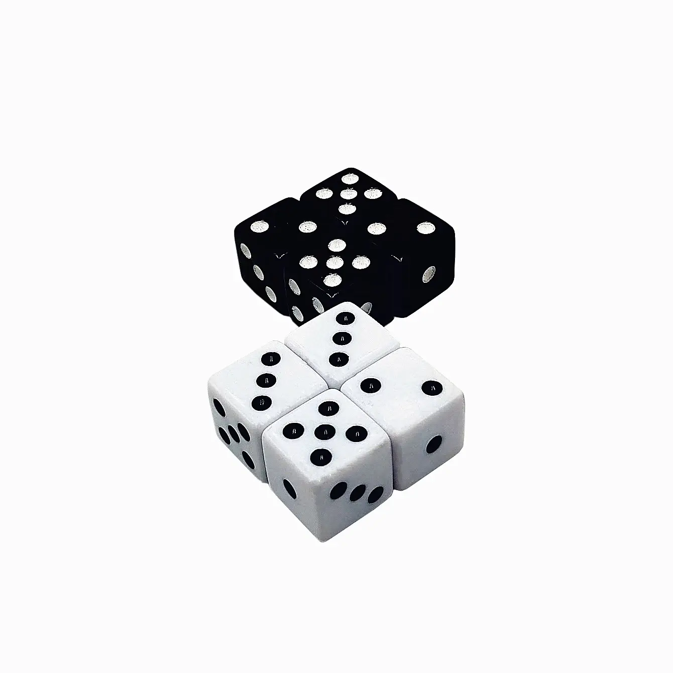 16Mm D6 Xúc Xắc Vuông Trắng Với Chấm Đen Tùy Chỉnh Acrylic Đa Diện Trò Chơi Casino Dice