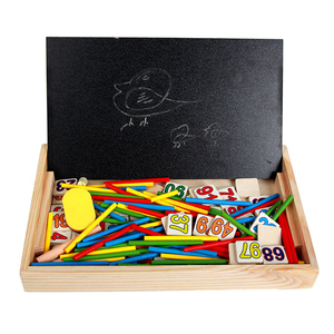 木制数字计数棒，带黑板和时钟，适合儿童学习玩具 - Product Image 2