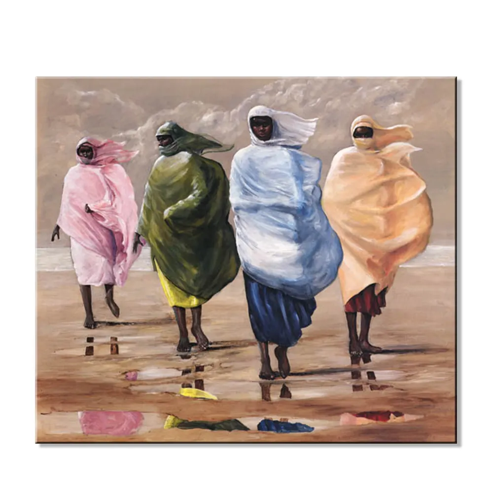 Arte de decoración de pared para mujer africana, pintura al óleo sobre lienzo abstracta de gran tamaño, venta al por mayor