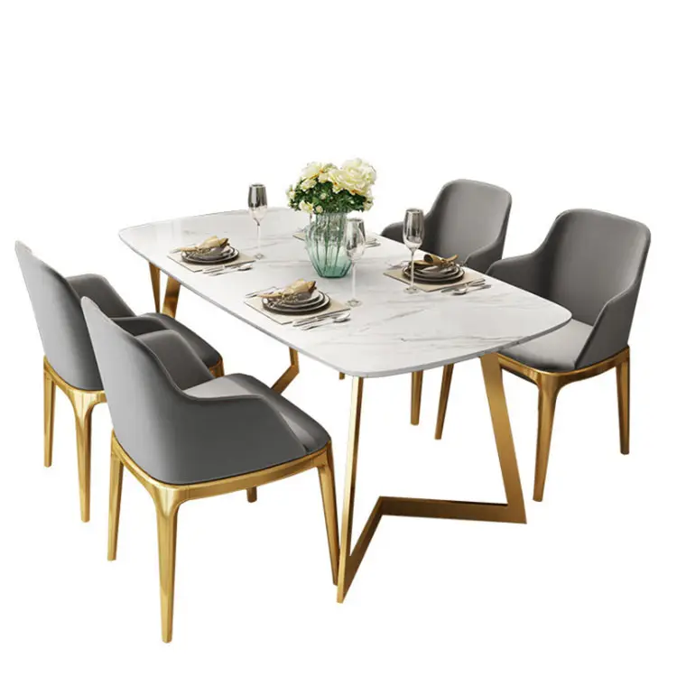 Mesa de jantar clássica moderna barata, 10 lugares com cadeiras, conjunto de mesa de jantar mármore