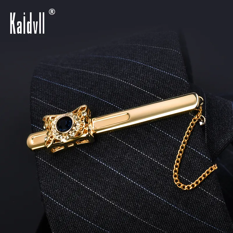 Corona Tie Bar Uomo Argento e Oro Cravatta Clip di Clip di Legame con la catena A Buon Mercato Su Ordinazione