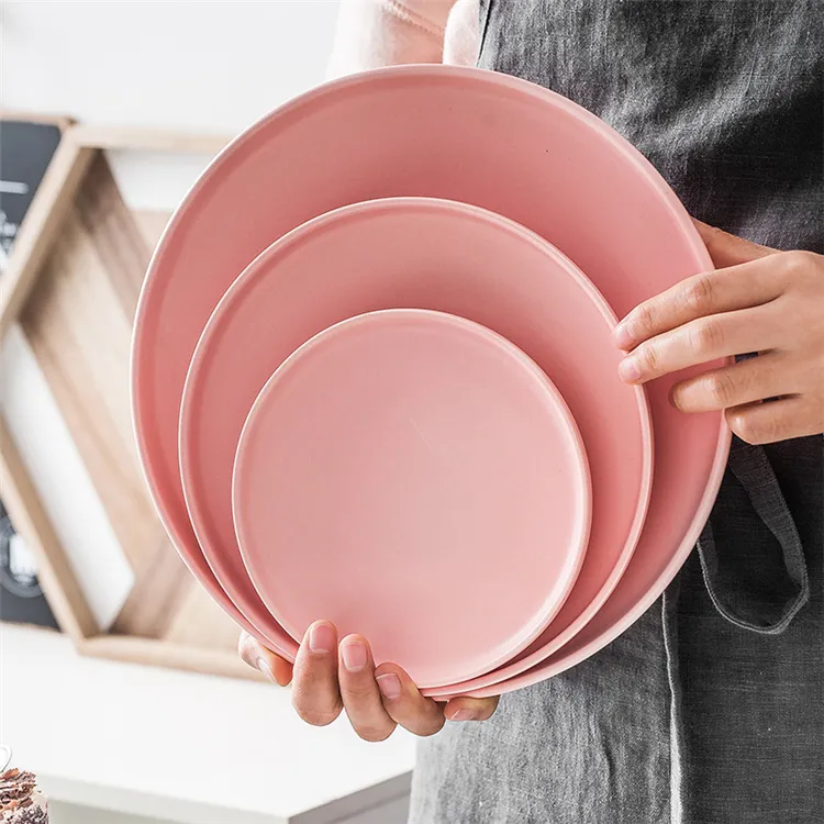 Prezzi competitivi di stoviglie ristorante utilizzato rosa piatto piatti in ceramica per la cerimonia nuziale
