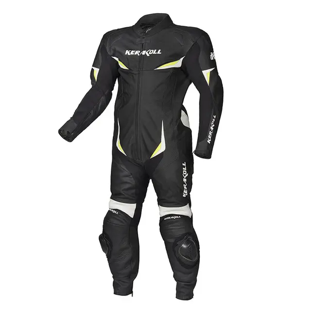 Kerakoll traje de couro genuíno para motocicleta, roupa de corrida de motocicleta respirável e com protetor, em couro bovino, para motocross