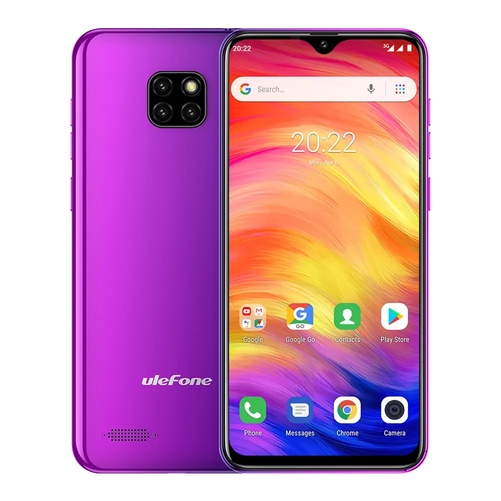 Ulefone ملاحظة 7 الهاتف الذكي 6.1 بوصة 1GB ذاكرة الوصول العشوائي 16GB ROM MT6580A رباعية النواة 3500mAh Face ID ثلاثة الكاميرات الخلفية الروبوت العودة الهاتف المحمول