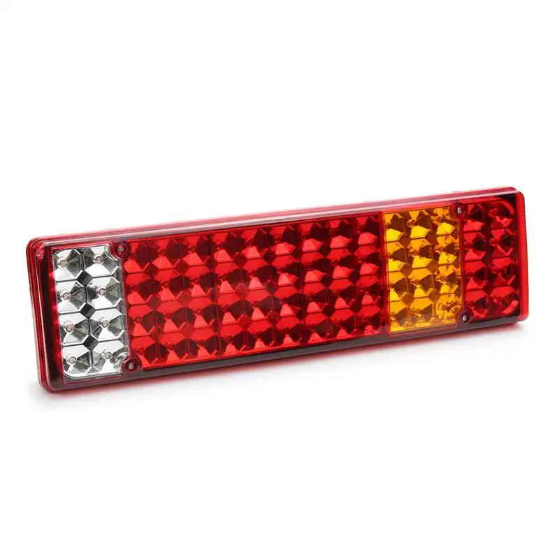 Luz trasera para remolque de camión, luz led rectangular de 12v y 24v, color rojo ámbar, 64 led, parada trasera, para coche y camión
