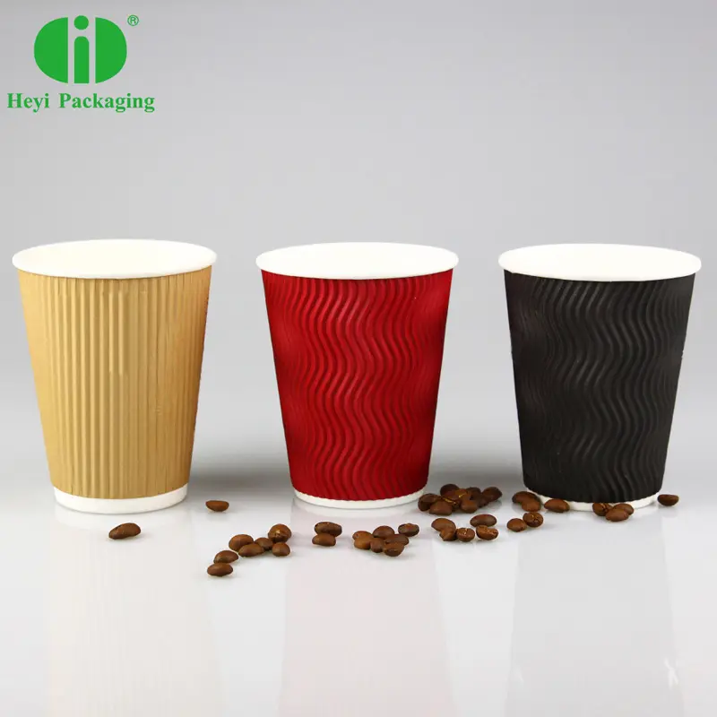 Custom Rimpel Koffie Papier Cups Logo Gedrukt Wegwerp Food Grade Papier Koffie Water Melkdrank Voedsel & Drank Verpakking