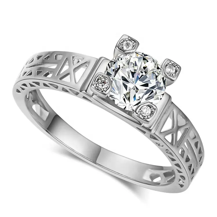 Joyería clásica de diseño de Torre Eiffel excelente Cubic Zirconia CZ diamante eternidad anillos de boda, regalo de aniversario, R139 R336