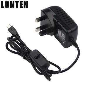 Lonten Raspberry Pi 3 B + Power Supply 5 V 3A Tasto di Interruttore Micro USB Adattatore del Caricatore di Potere DEGLI STATI UNITI UE UK AU Spina per Raspberry Pi 3 Mo