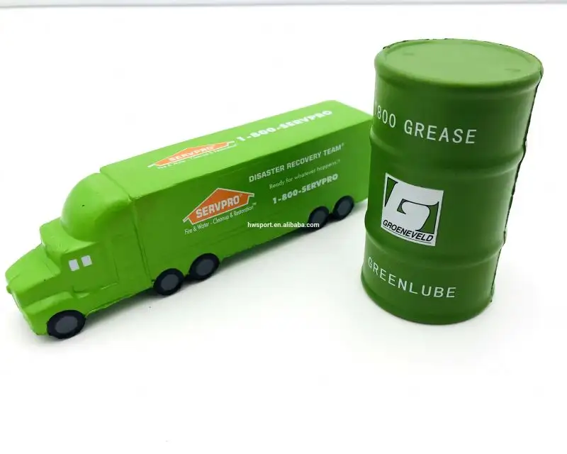Bola de estrés de PU para aliviar el estrés en forma de coche, juguete para aliviar el estrés en forma de coche, camión verde de PU, regalo, promoción