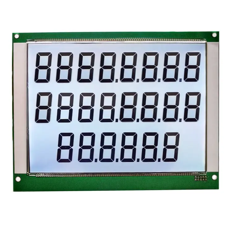 2024 dimensione personalizzata 886/776/664 lcd 22 cifre TN trasmissiva 7 segmento di carburante distributore LCD display board fabbrica